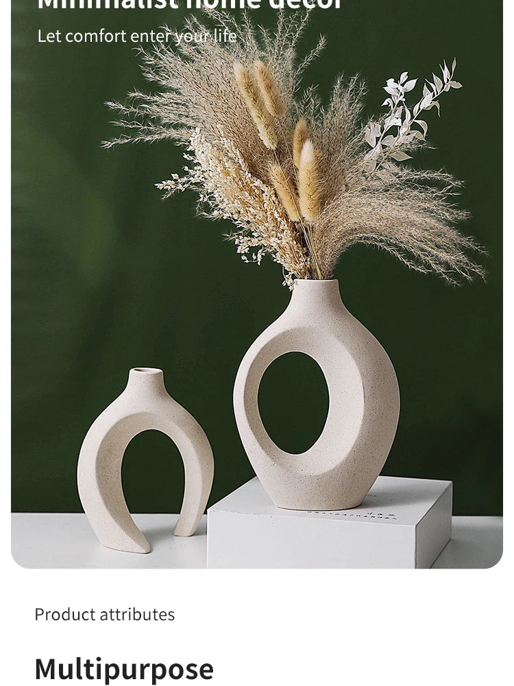 White Ceramic Intertwined Vase Set