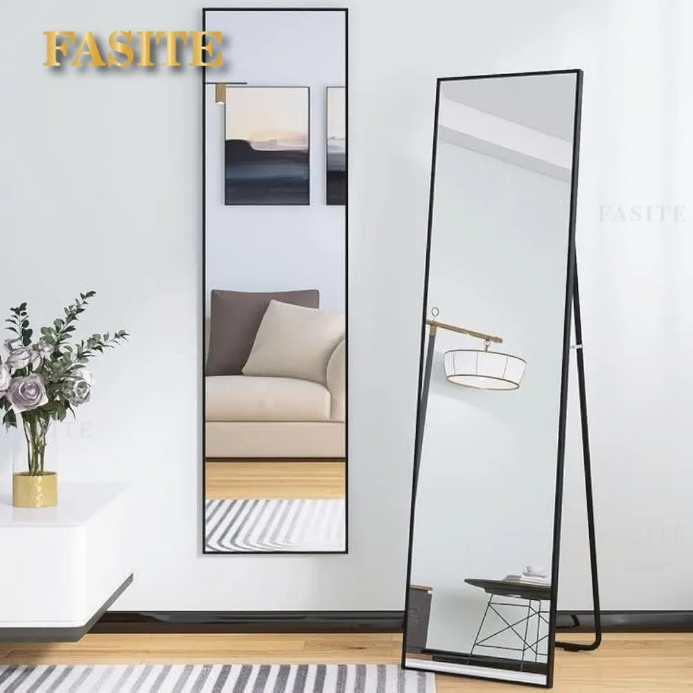 59" x 16" Tall Full Length Mirror with Stand,Black Wall Mounting Full Body Mirror