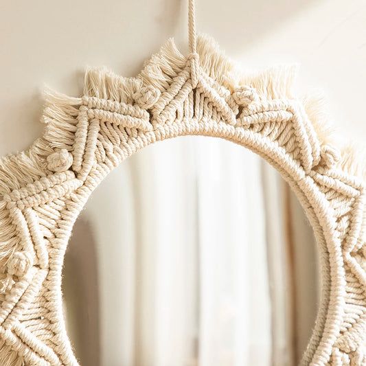 Nordic Room Decorative Mirrors Boho Macrame Round