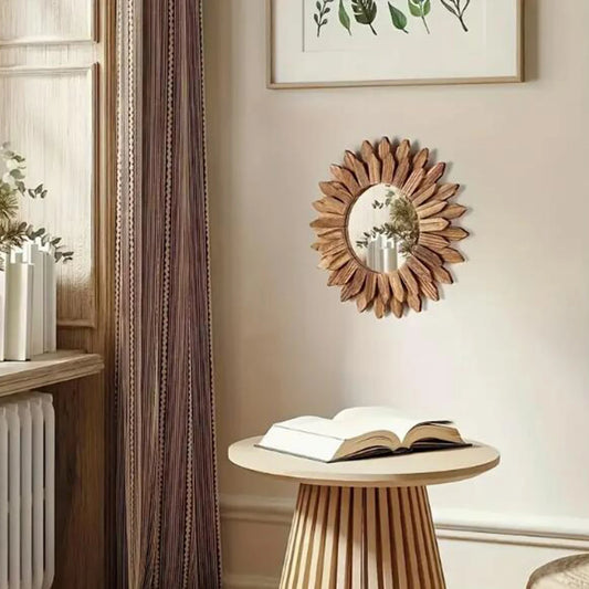 Sunflower Style Wooden Wall Mounted Mirror