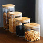 Squared Transparent Glass Food Storage Jar With Lid  Tea Coffee Beans Container Snack Nuts Sealed Box Kitchen Organizer