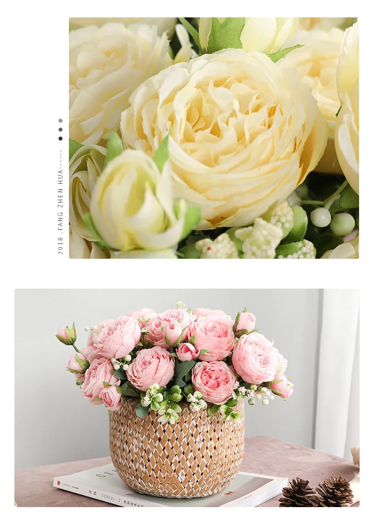 1pcs/30cm Rose Pink Silk Bouquet Peony Artificial Flower