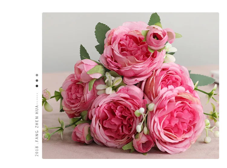 1pcs/30cm Rose Pink Silk Bouquet Peony Artificial Flower