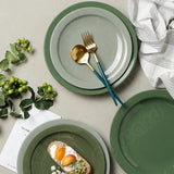 Nordic Style Ceramic Plates Set: Green Color Dinnerware for Modern Homes