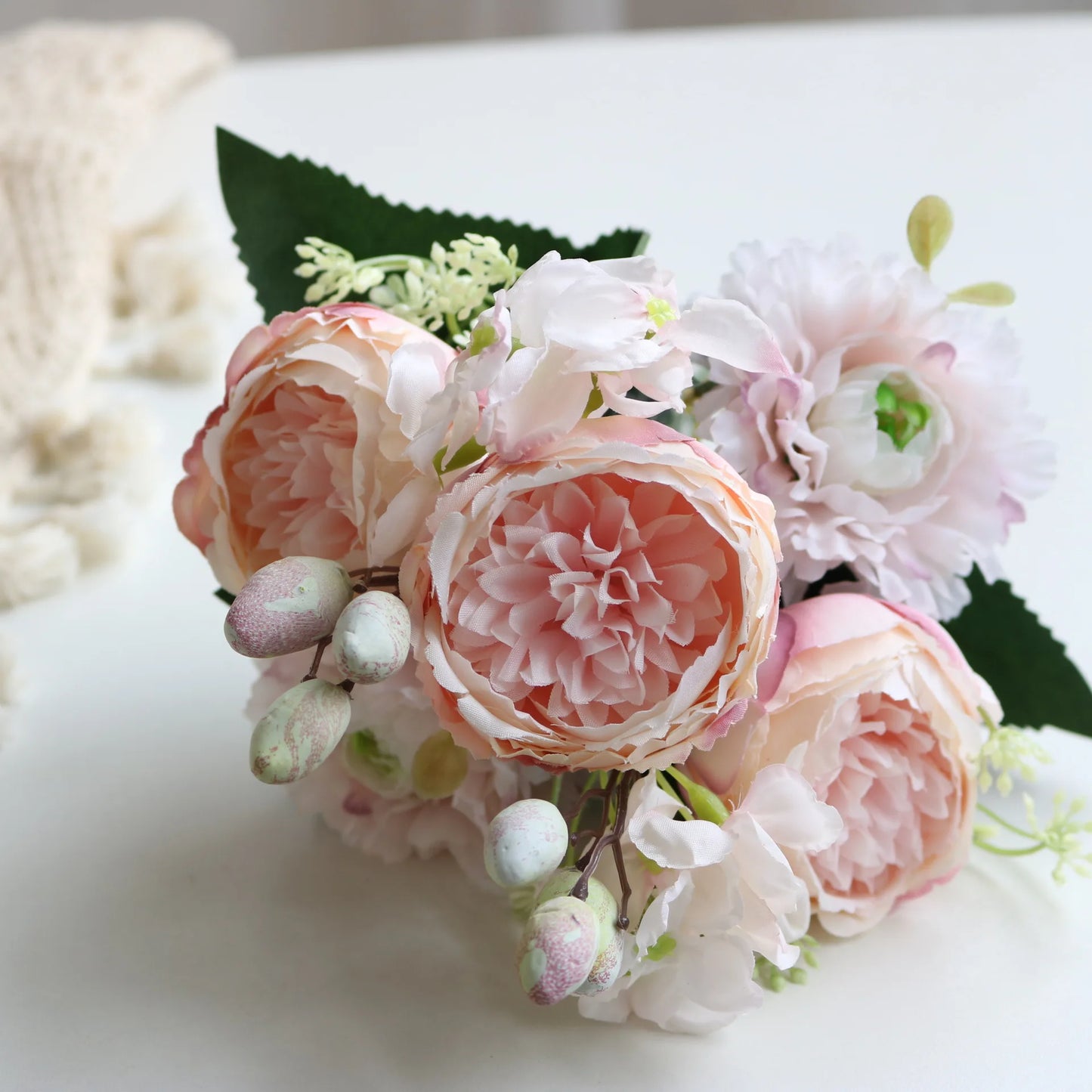 1pcs/30cm Rose Pink Silk Bouquet Peony Artificial Flower