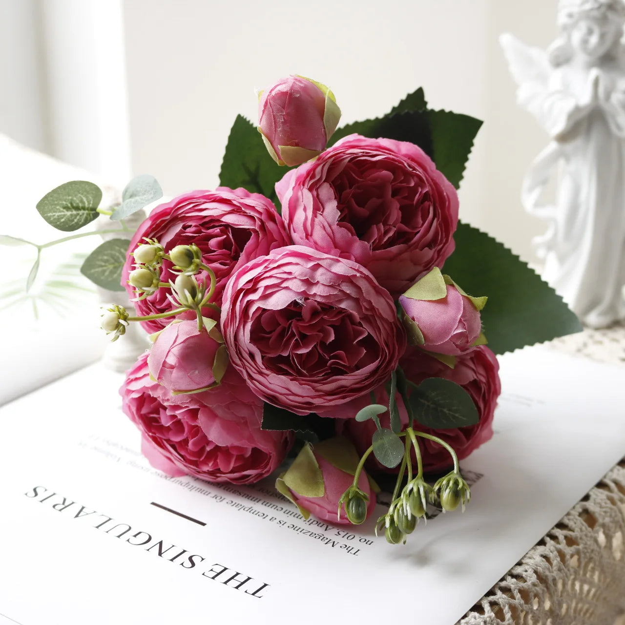 1pcs/30cm Rose Pink Silk Bouquet Peony Artificial Flower