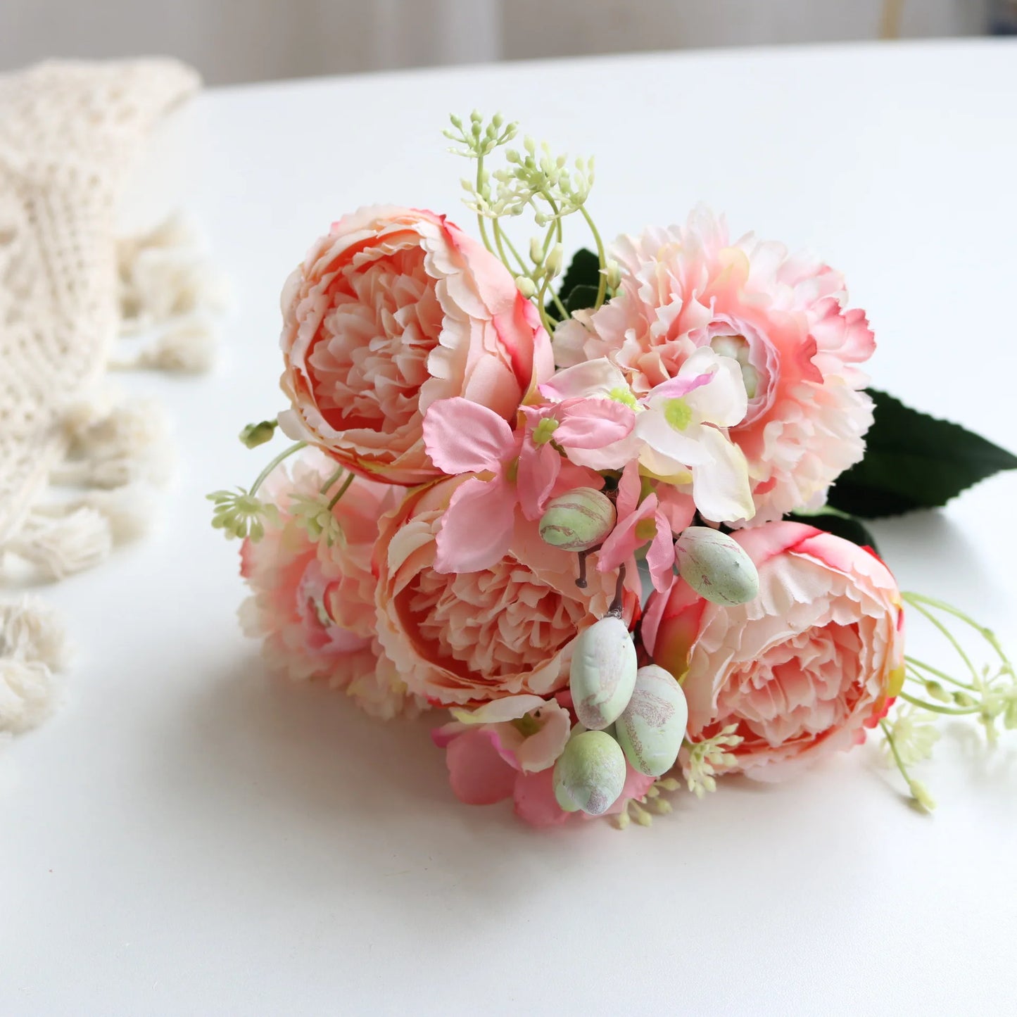 1pcs/30cm Rose Pink Silk Bouquet Peony Artificial Flower